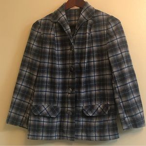 Vintage Pendleton Women's Grey and Blue Jacket Size S (4)